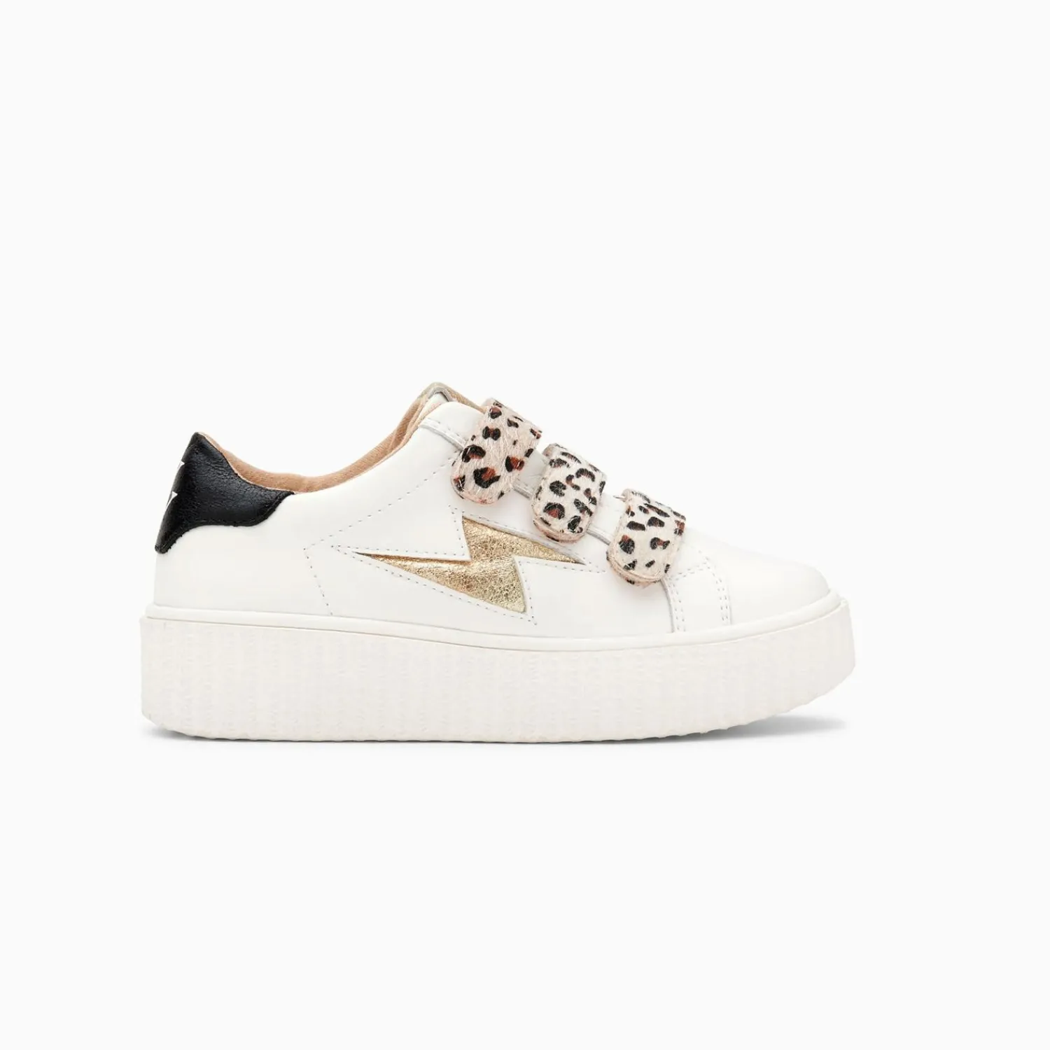 Vanessa Wu Sneakers>Baskets Eclair Mini Maggie Blanc Et Or A Scratchs Leopard