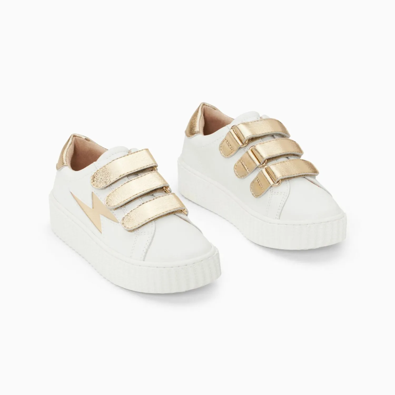 Vanessa Wu Sneakers>Baskets Eclair Mini Marilou Blanc Et Or A Scratchs