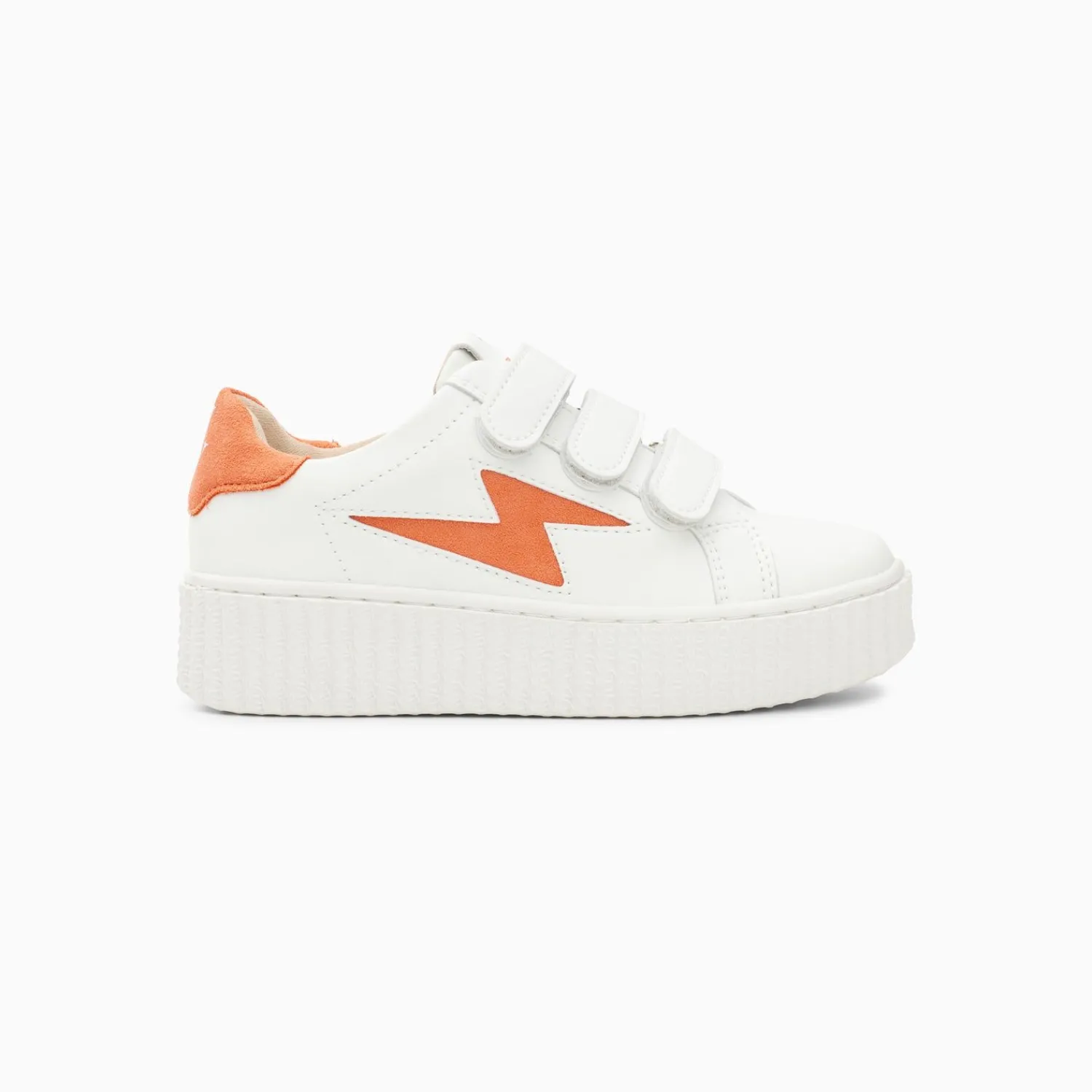 Vanessa Wu Sneakers>Baskets Eclair Mini Vicky Blanc Et Orange A Scratchs
