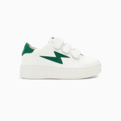 Vanessa Wu Sneakers>Baskets Eclair Mini Vicky Blanc Et Vert Sapin A Scratchs