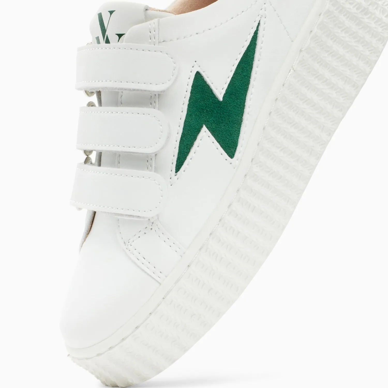 Vanessa Wu Sneakers>Baskets Eclair Mini Vicky Blanc Et Vert Sapin A Scratchs