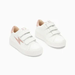 Vanessa Wu Sneakers>Baskets Eclair Mini Vicky Blanc Et Vieux Rose A Scratchs