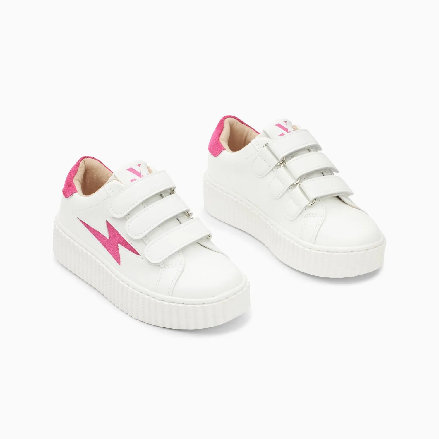 Vanessa Wu Sneakers>Baskets Eclair Mini Vicky Blanc Et Fuchsia A Scratchs