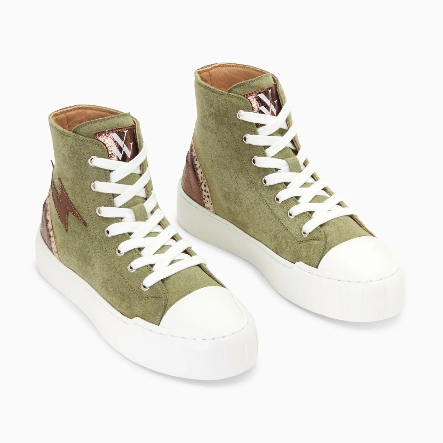 Vanessa Wu Sneakers>Baskets Eclair Mucella Montantes Kaki Et Bronze