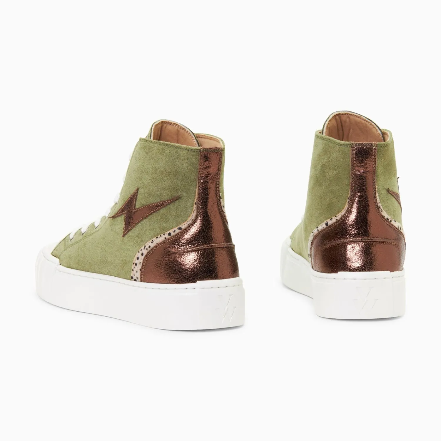 Vanessa Wu Sneakers>Baskets Eclair Mucella Montantes Kaki Et Bronze