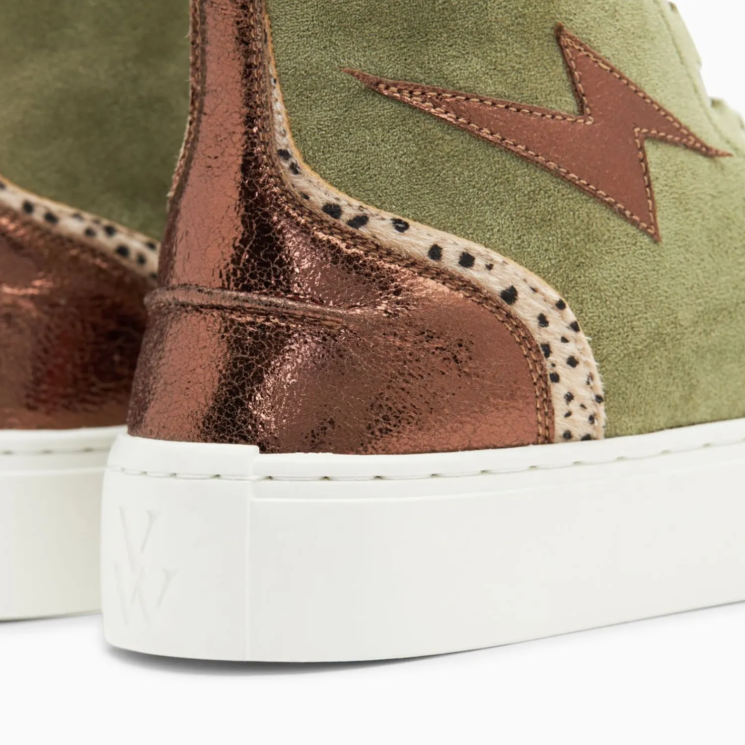 Vanessa Wu Sneakers>Baskets Eclair Mucella Montantes Kaki Et Bronze