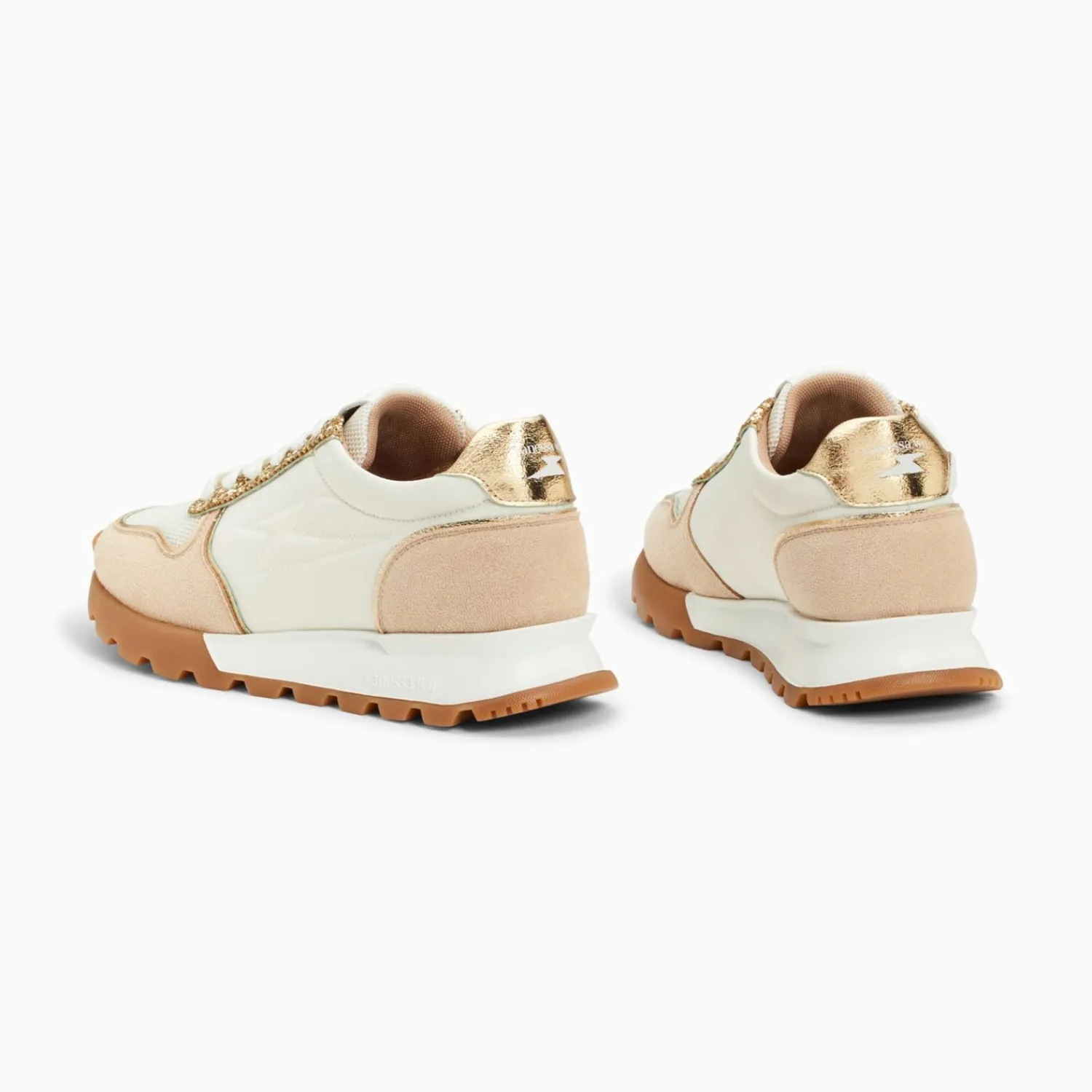 Vanessa Wu Sneakers>Baskets Eclair Paola Beige Et Or A Semelle Running