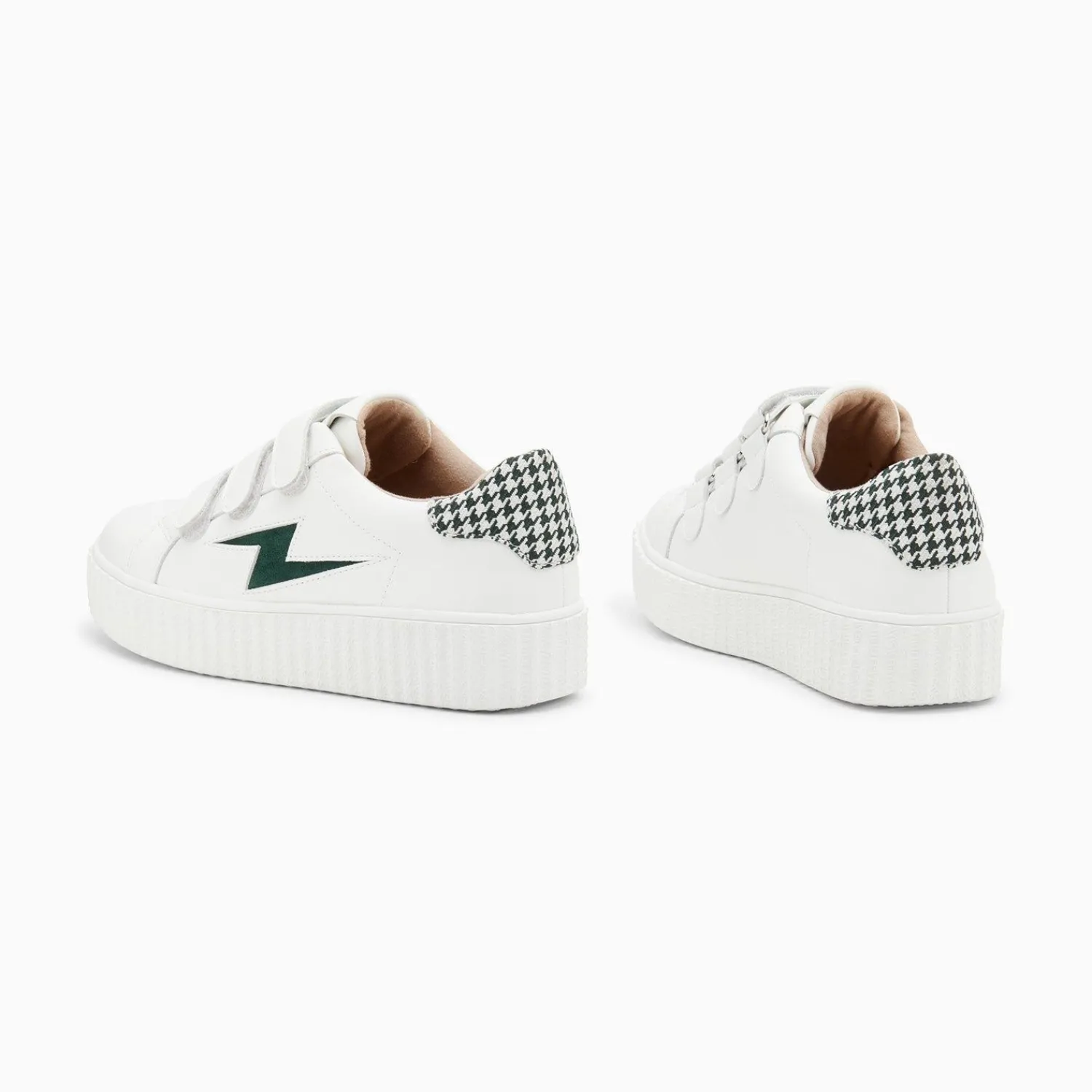 Vanessa Wu Sneakers>Baskets Eclair Sansa Blanc Et Vert Pied-De-Poule A Scratchs