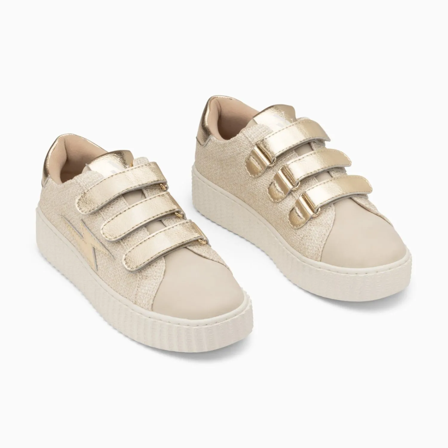 Vanessa Wu Sneakers>Baskets Eclair Summer Beige Et Or A Scratchs