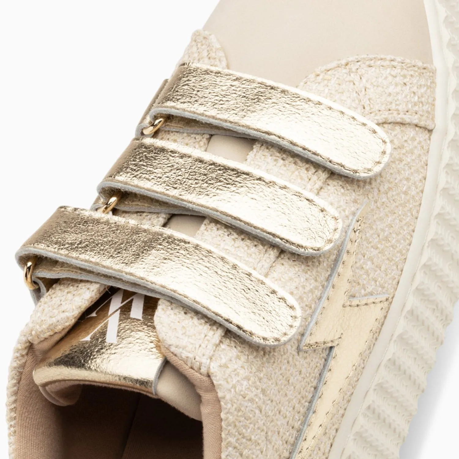 Vanessa Wu Sneakers>Baskets Eclair Summer Beige Et Or A Scratchs