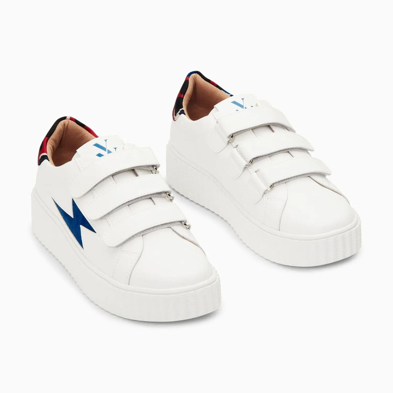 Vanessa Wu Sneakers>Baskets Eclair Susan Blanc Et Bleu A Scratchs