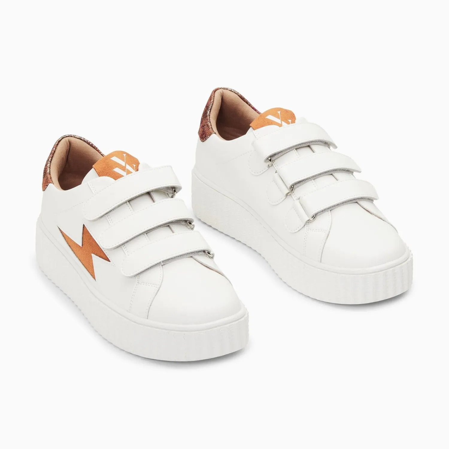 Vanessa Wu Sneakers>Baskets Eclair Susan Blanc Et Ocre A Scratchs
