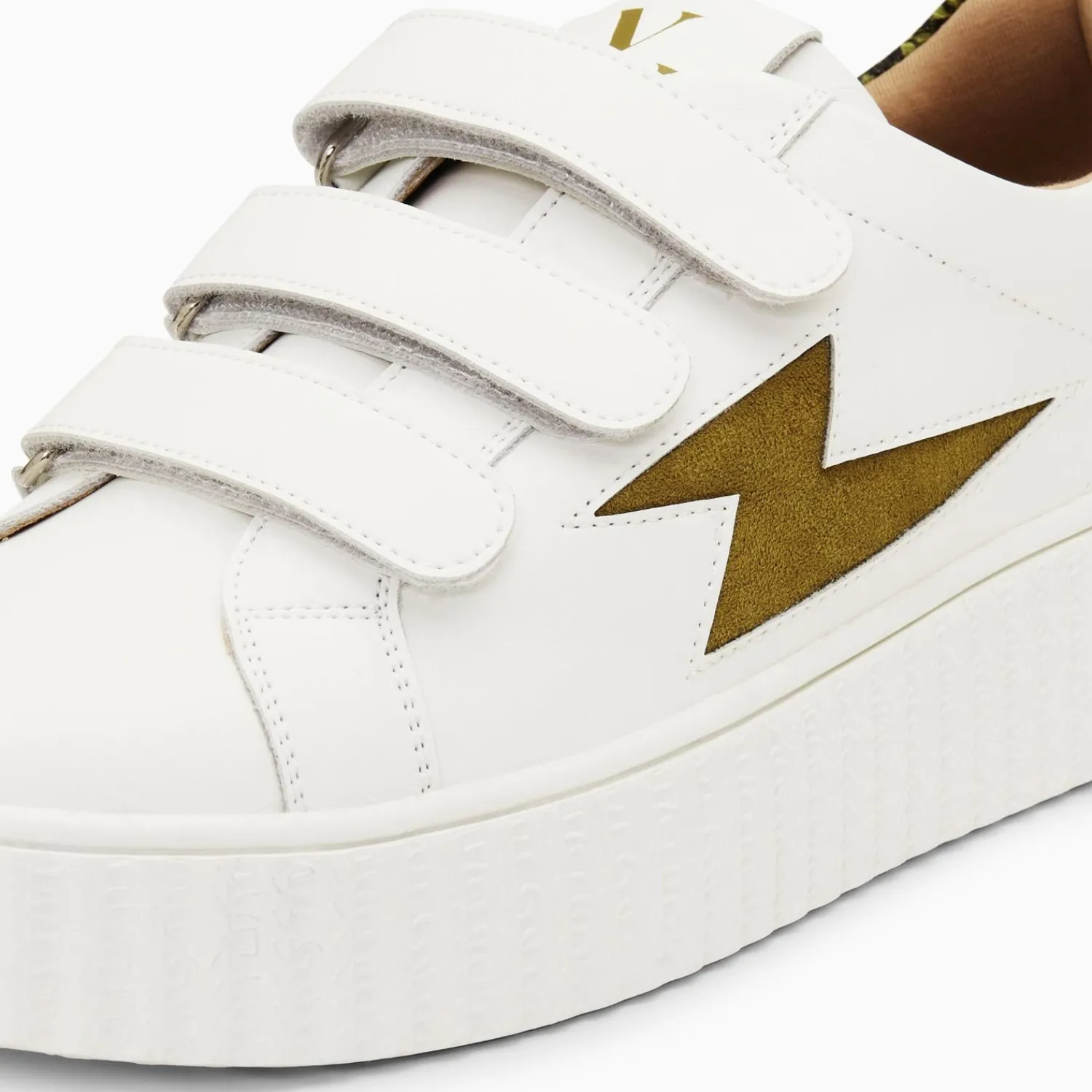 Vanessa Wu Sneakers>Baskets Eclair Susan Blanc Et Kaki A Scratchs