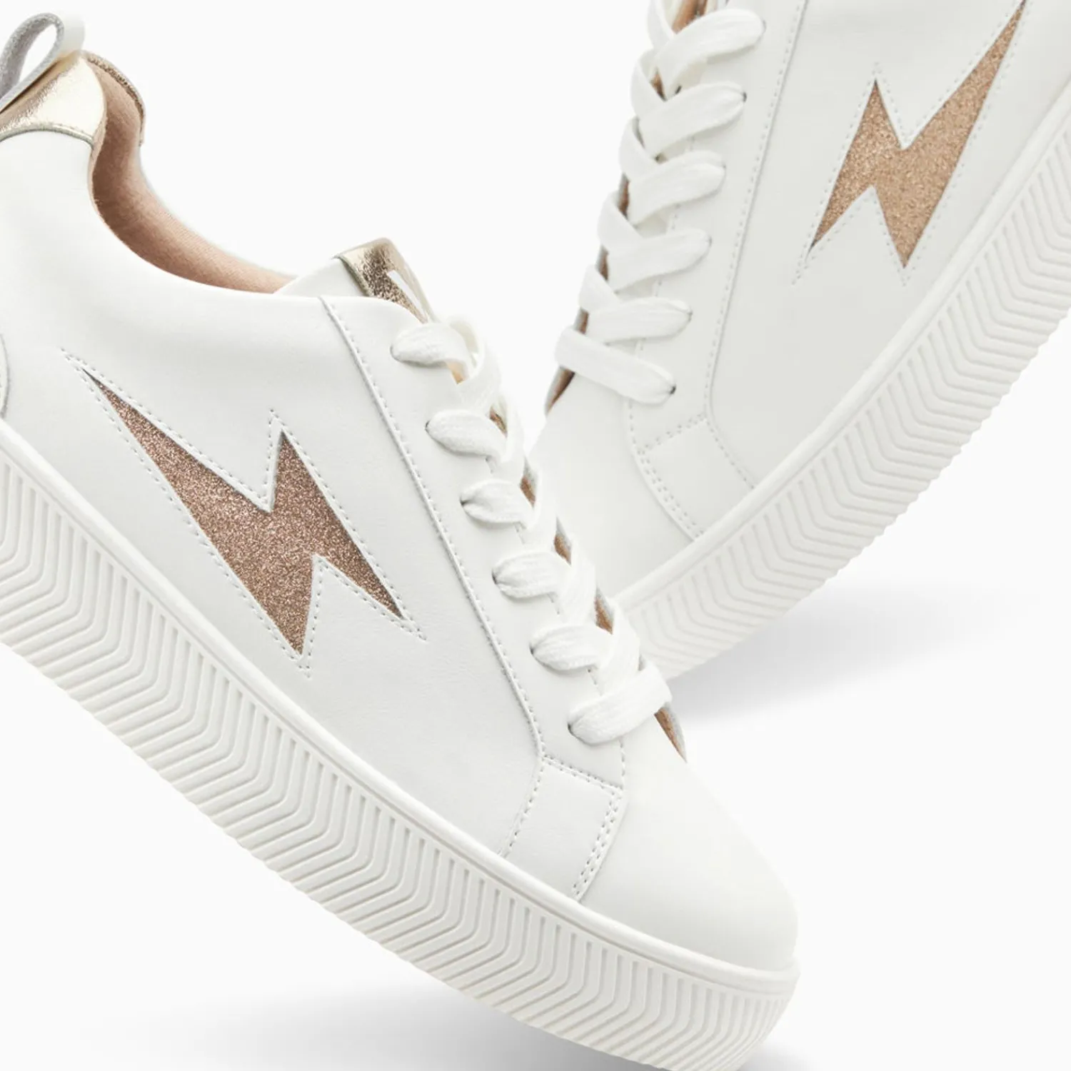 Vanessa Wu Sneakers>Baskets Eclair Tania Blanc Et Or A Paillettes