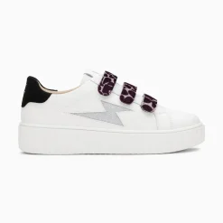Vanessa Wu Sneakers>Baskets Eclair Thais Blanc Et Argent Paillete A Scratchs
