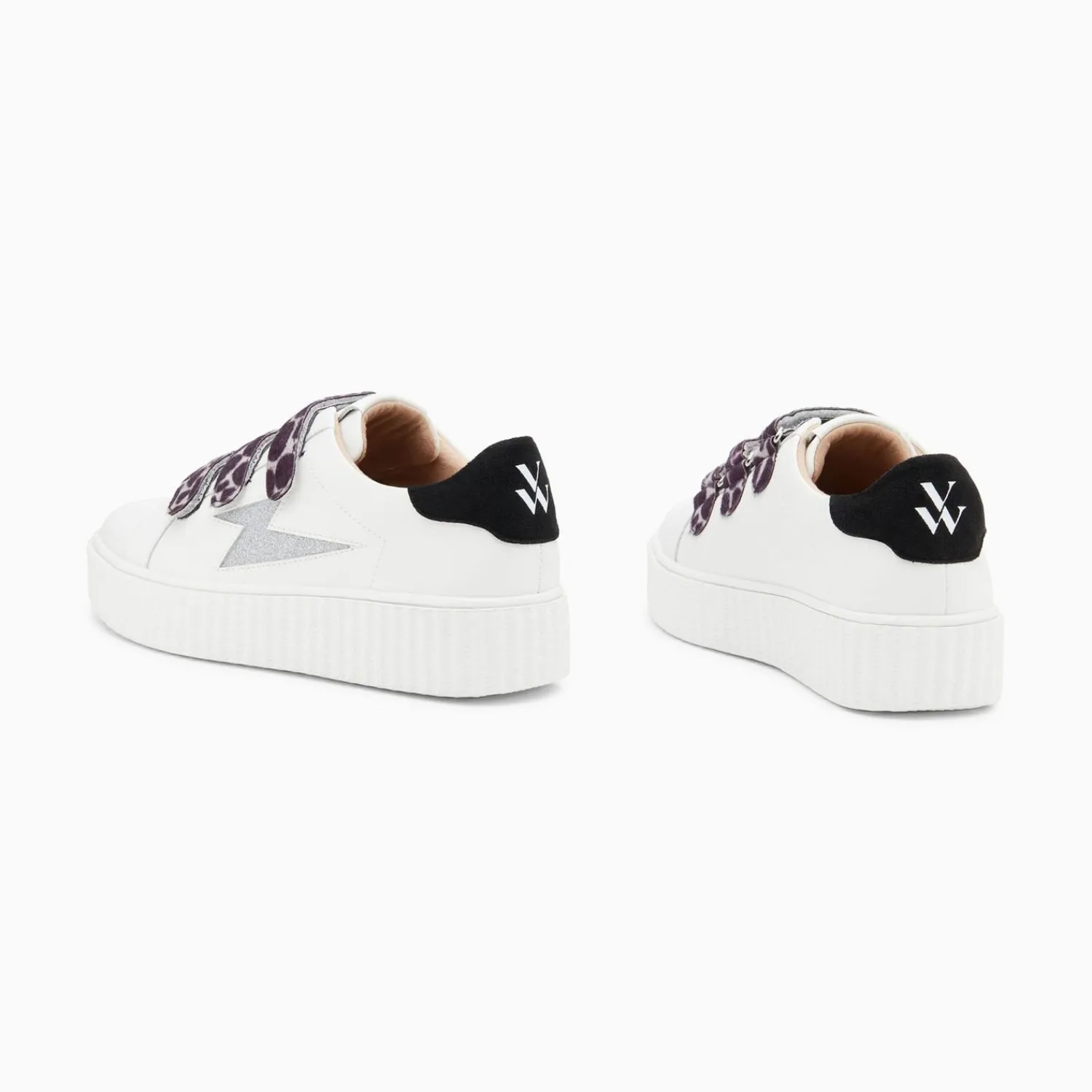 Vanessa Wu Sneakers>Baskets Eclair Thais Blanc Et Argent Paillete A Scratchs