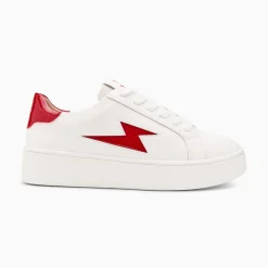 Vanessa Wu Sneakers>Baskets Eclair Tiff Blanc Et Rouge Verni A Lacets