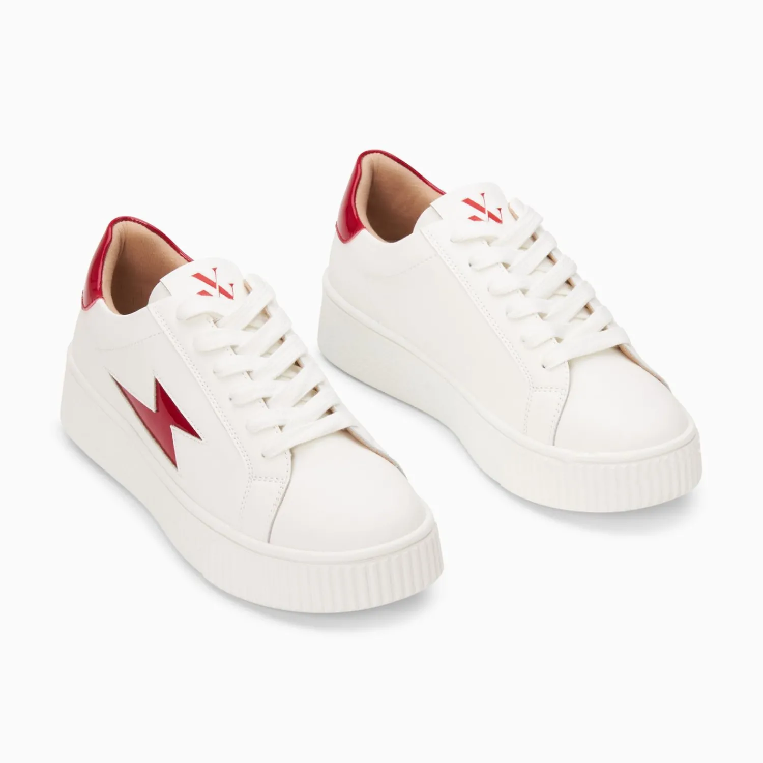 Vanessa Wu Sneakers>Baskets Eclair Tiff Blanc Et Rouge Verni A Lacets