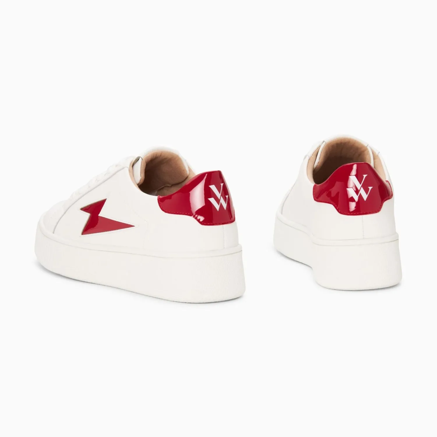 Vanessa Wu Sneakers>Baskets Eclair Tiff Blanc Et Rouge Verni A Lacets