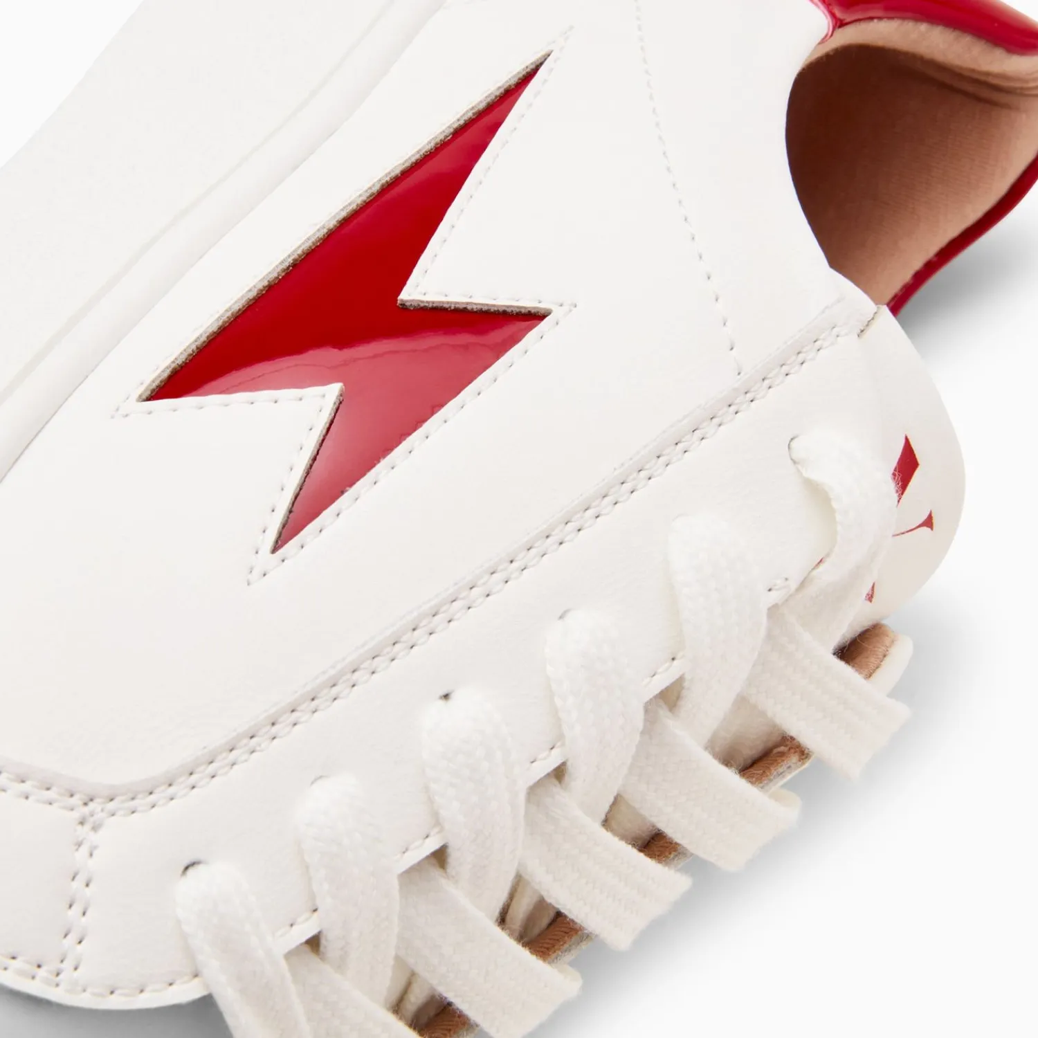 Vanessa Wu Sneakers>Baskets Eclair Tiff Blanc Et Rouge Verni A Lacets