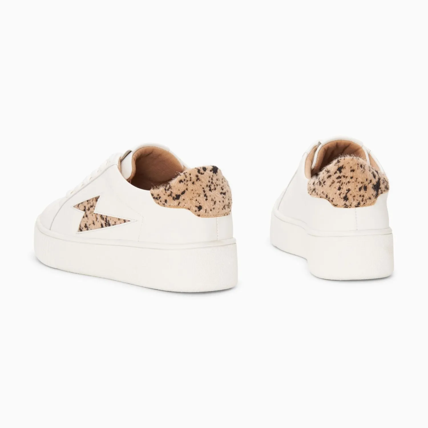 Vanessa Wu Sneakers>Baskets Eclair Tiff Blanc Et Beige Imprime Guepard A Lacets