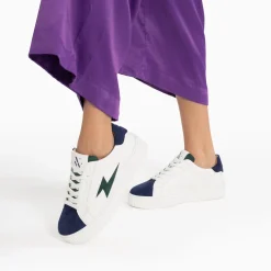 Vanessa Wu Sneakers>Baskets Eclair Tiff Bleu Marine Et Vert A Lacets