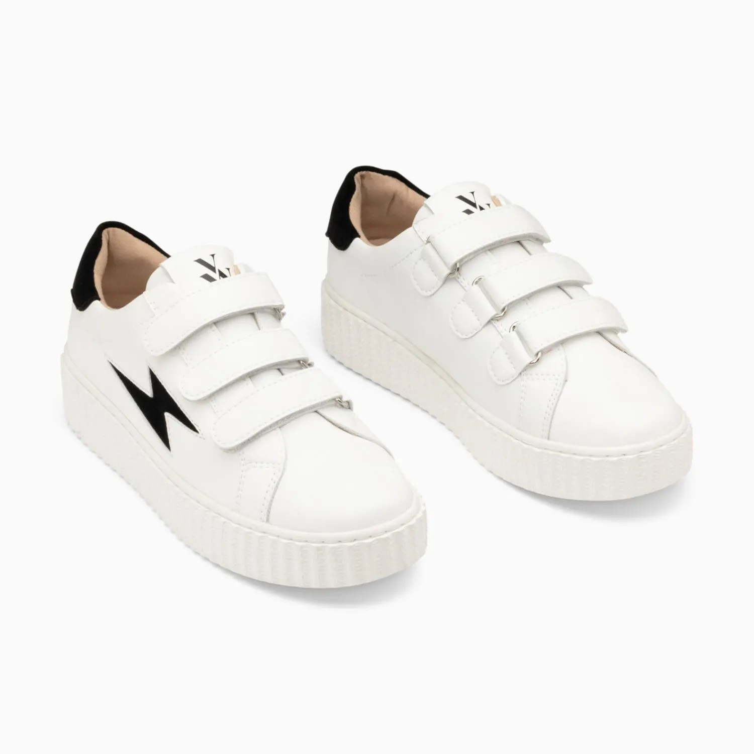 Vanessa Wu Sneakers>Baskets Eclair Vicky Blanc Et Noir A Scratchs