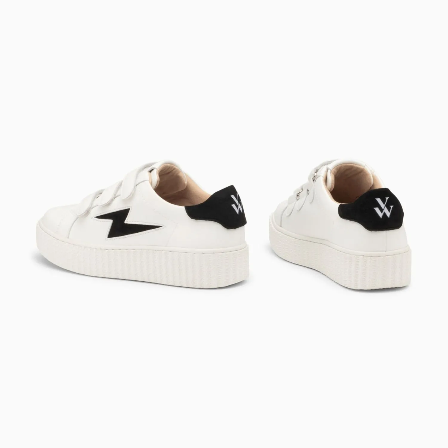 Vanessa Wu Sneakers>Baskets Eclair Vicky Blanc Et Noir A Scratchs