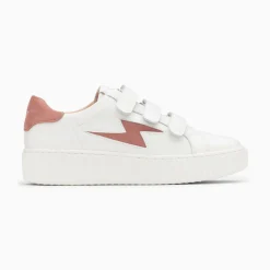 Vanessa Wu Sneakers>Baskets Eclair Vicky Blanc Et Vieux Rose A Scratchs