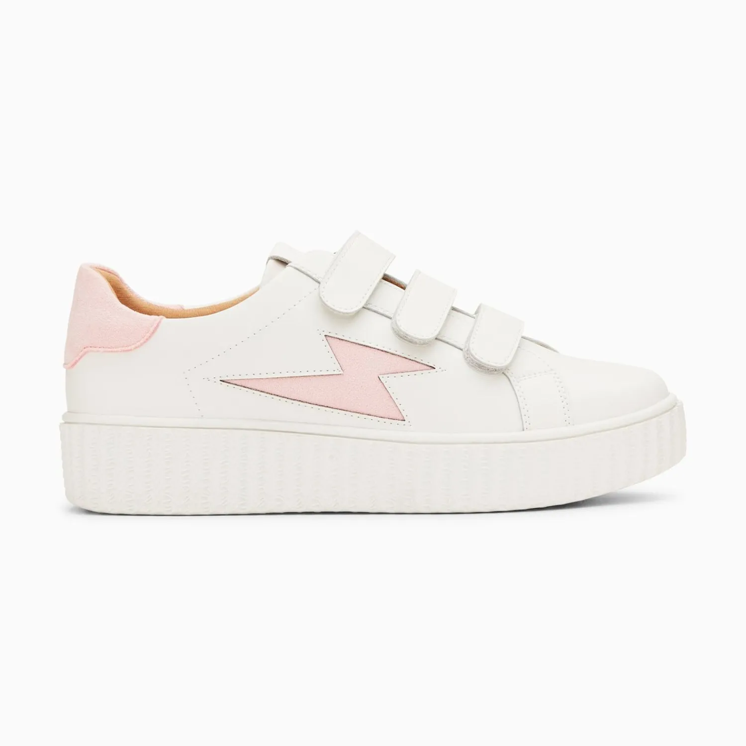 Vanessa Wu Sneakers>Baskets Eclair Vicky Blanc Et Rose A Scratchs