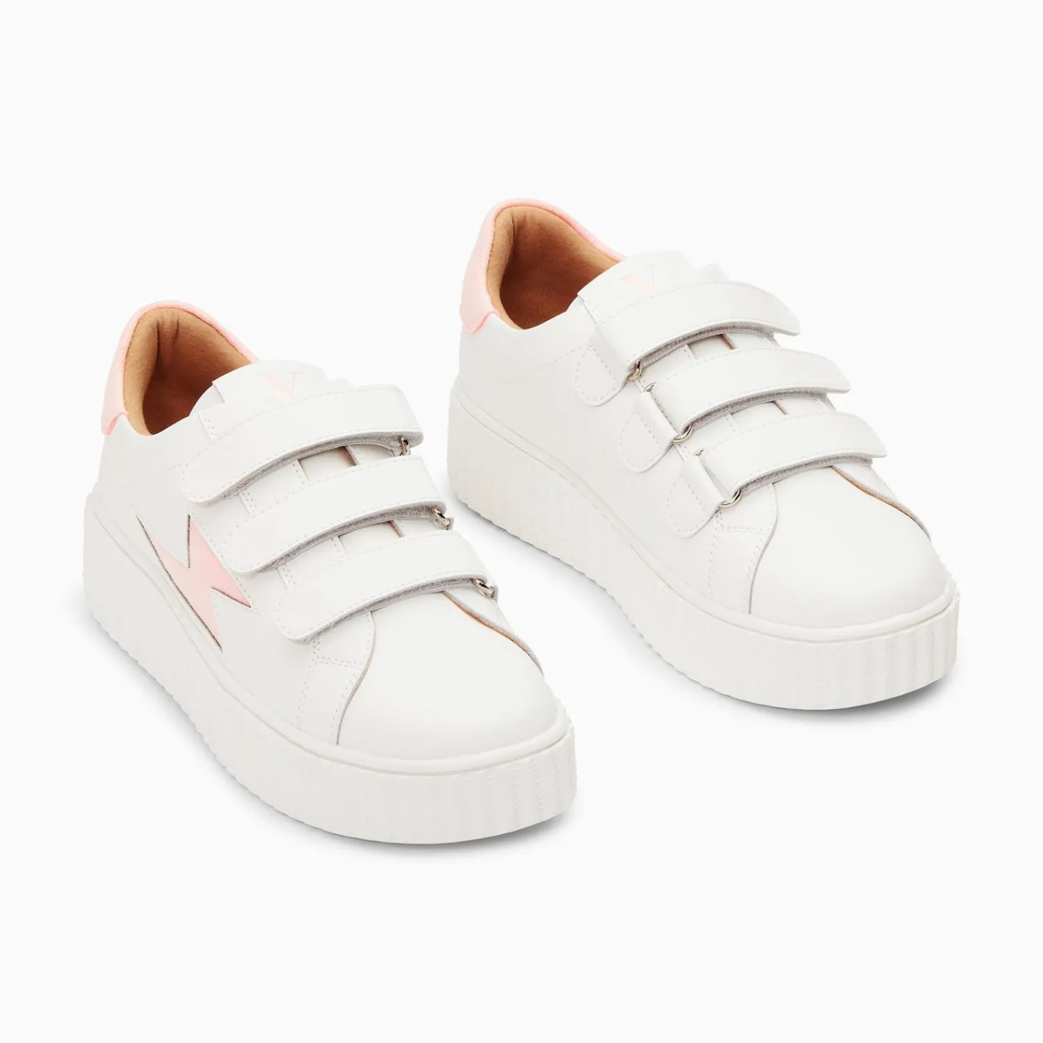 Vanessa Wu Sneakers>Baskets Eclair Vicky Blanc Et Rose A Scratchs