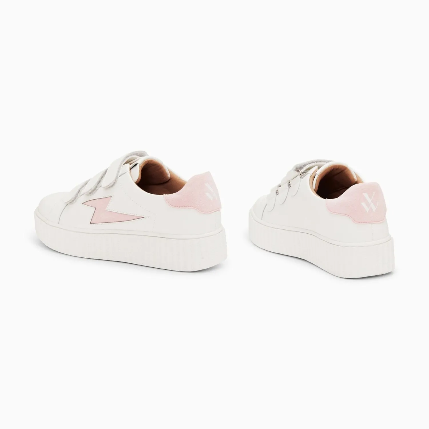 Vanessa Wu Sneakers>Baskets Eclair Vicky Blanc Et Rose A Scratchs