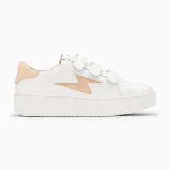 Vanessa Wu Sneakers>Baskets Eclair Vicky Blanc Et Orange Peche A Scratchs