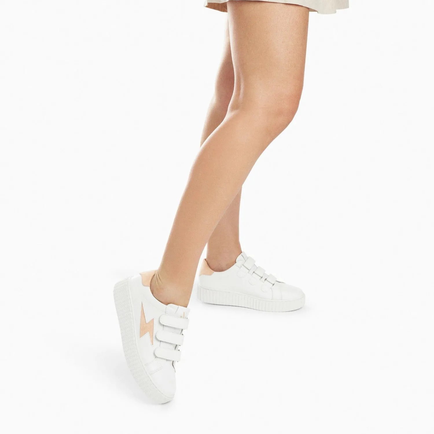 Vanessa Wu Sneakers>Baskets Eclair Vicky Blanc Et Orange Peche A Scratchs