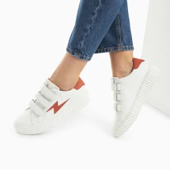 Vanessa Wu Sneakers>Baskets Eclair Vicky Blanc Et Brique A Scratchs