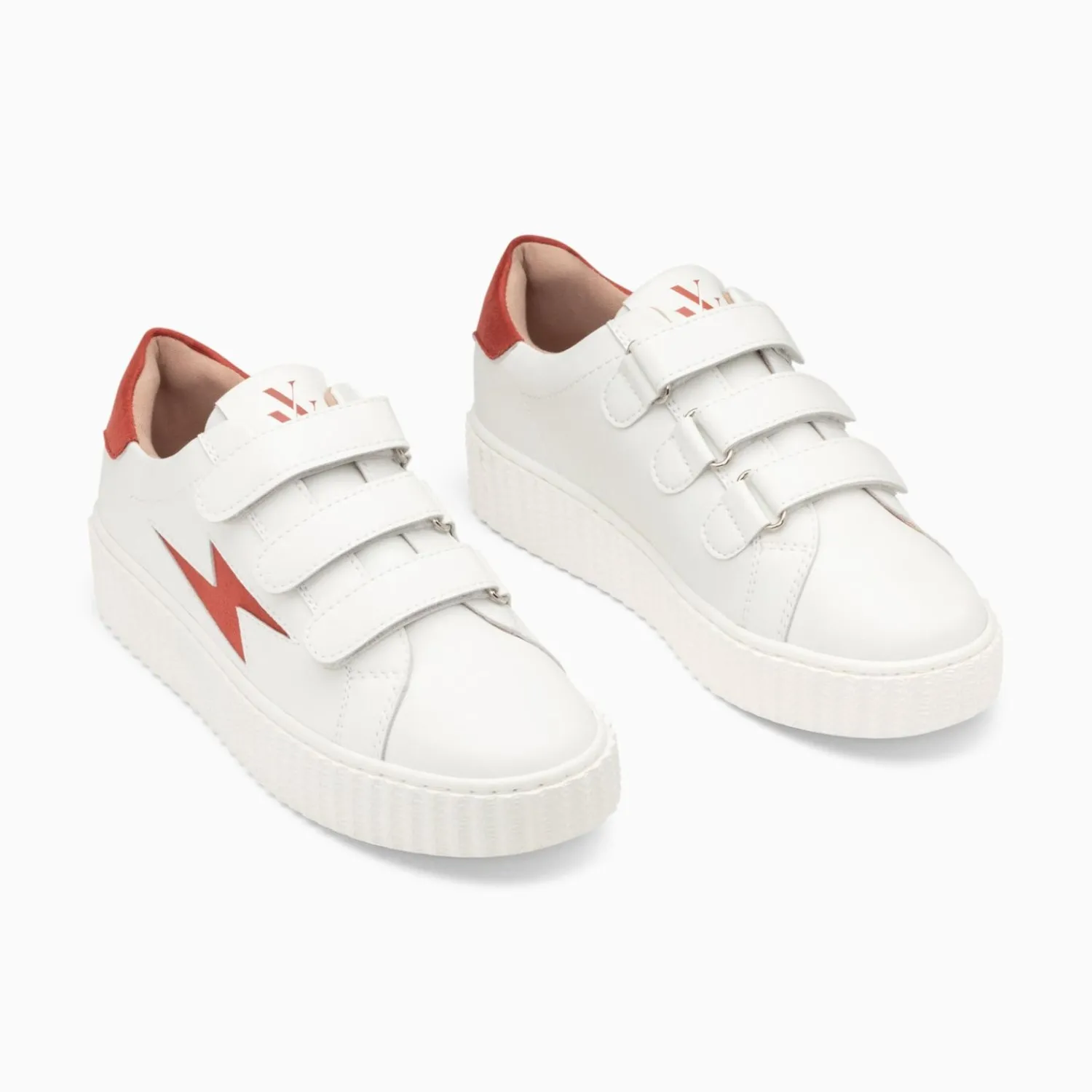 Vanessa Wu Sneakers>Baskets Eclair Vicky Blanc Et Brique A Scratchs