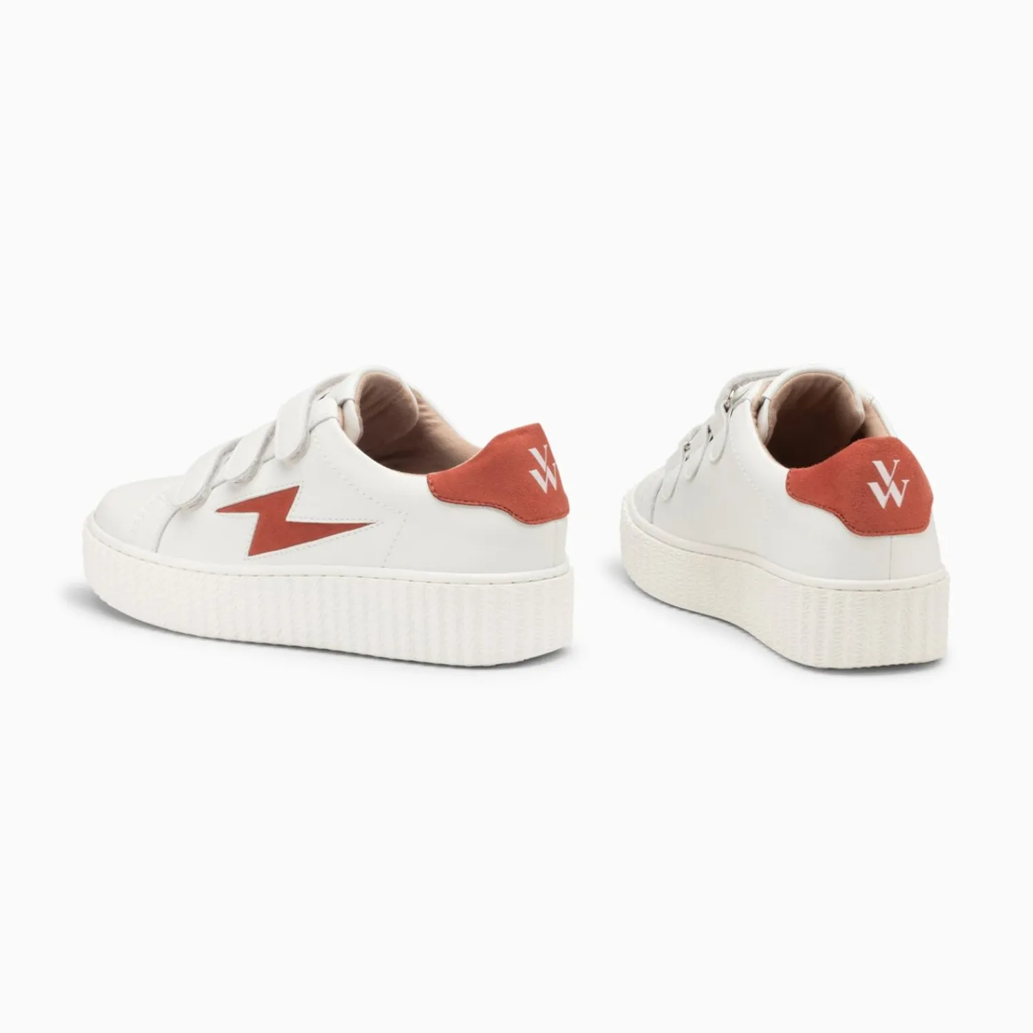 Vanessa Wu Sneakers>Baskets Eclair Vicky Blanc Et Brique A Scratchs