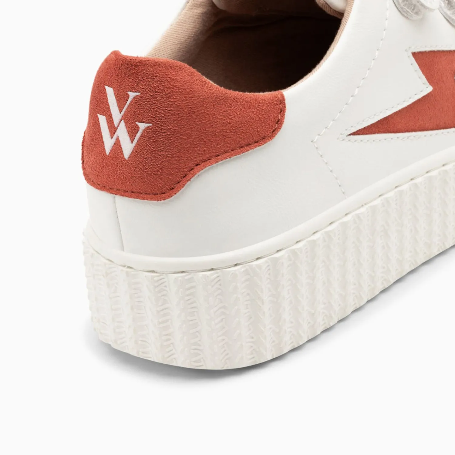 Vanessa Wu Sneakers>Baskets Eclair Vicky Blanc Et Brique A Scratchs