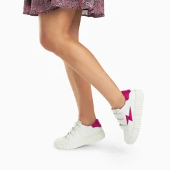 Vanessa Wu Sneakers>Baskets Eclair Vicky Blanc Et Fuchsia A Scratchs