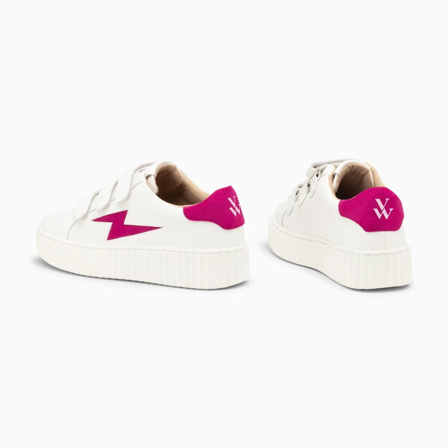 Vanessa Wu Sneakers>Baskets Eclair Vicky Blanc Et Fuchsia A Scratchs