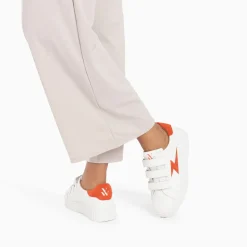 Vanessa Wu Sneakers>Baskets Eclair Vicky Blanc Et Orange A Scratchs