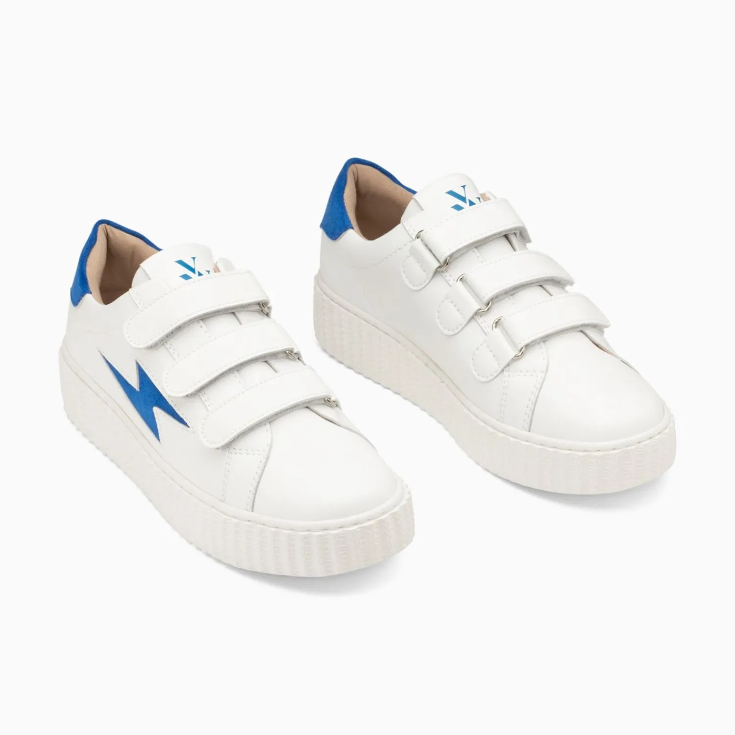 Vanessa Wu Sneakers>Baskets Eclair Vicky Blanc Et Bleu A Scratchs