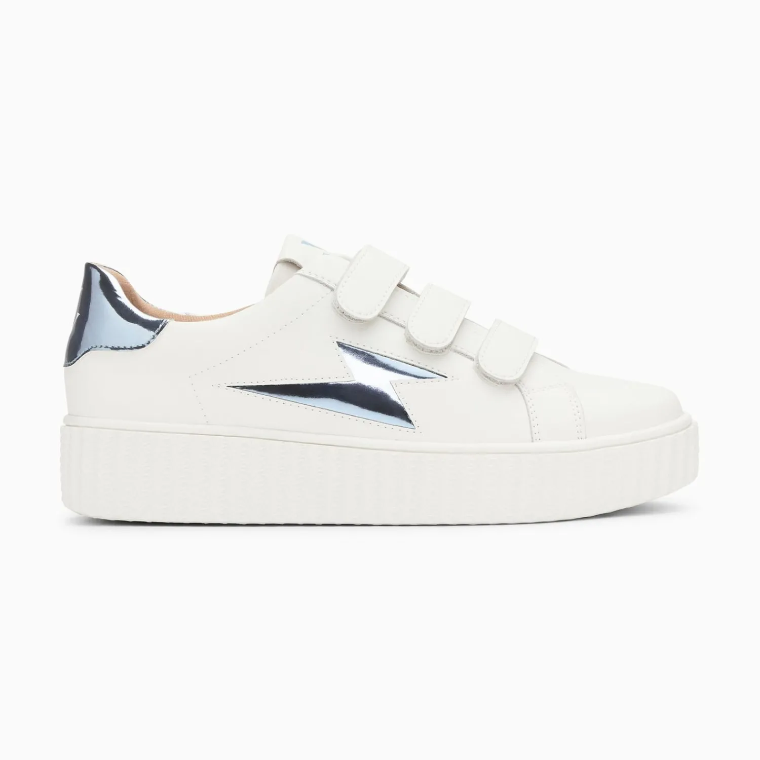 Vanessa Wu Sneakers>Baskets Eclair Willow Blanc Et Bleu Effet Miroir A Scratchs