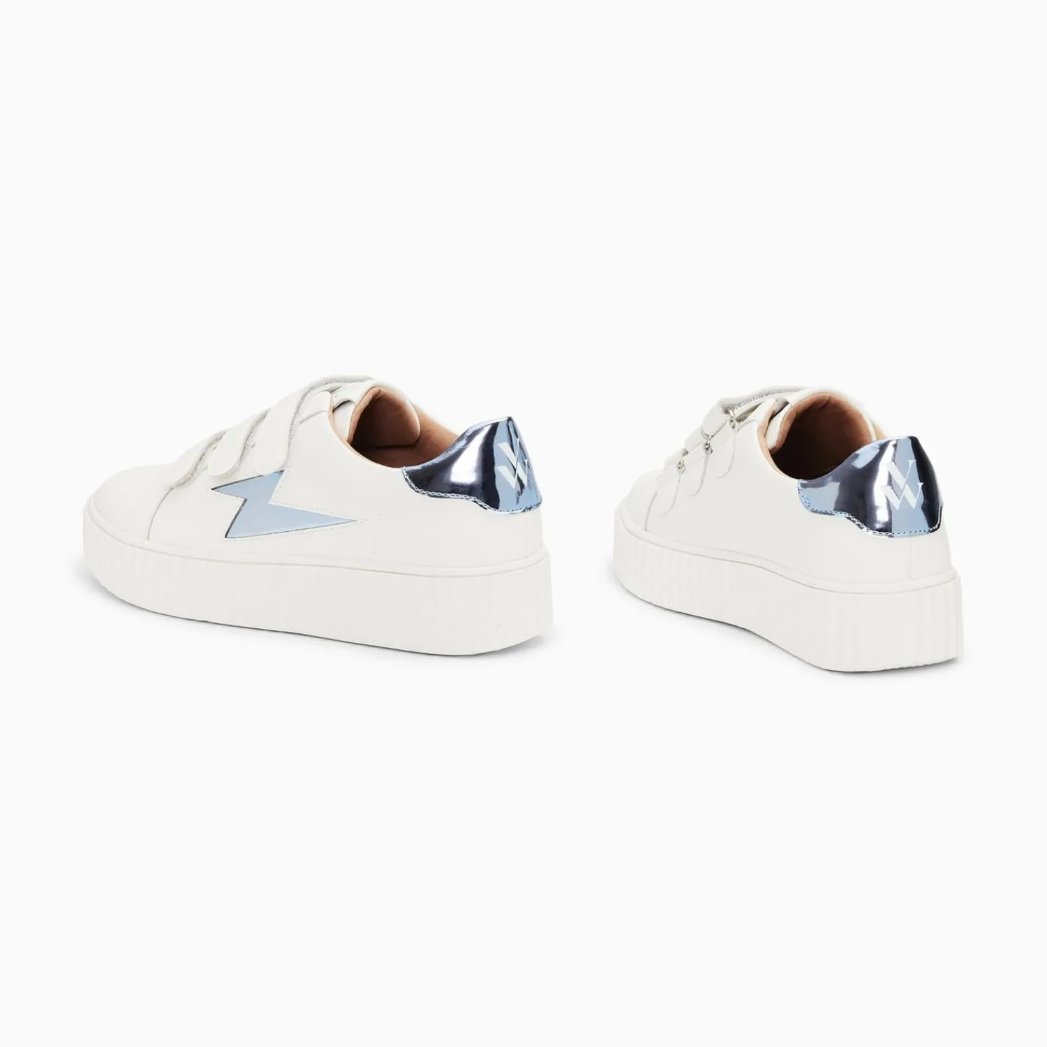 Vanessa Wu Sneakers>Baskets Eclair Willow Blanc Et Bleu Effet Miroir A Scratchs