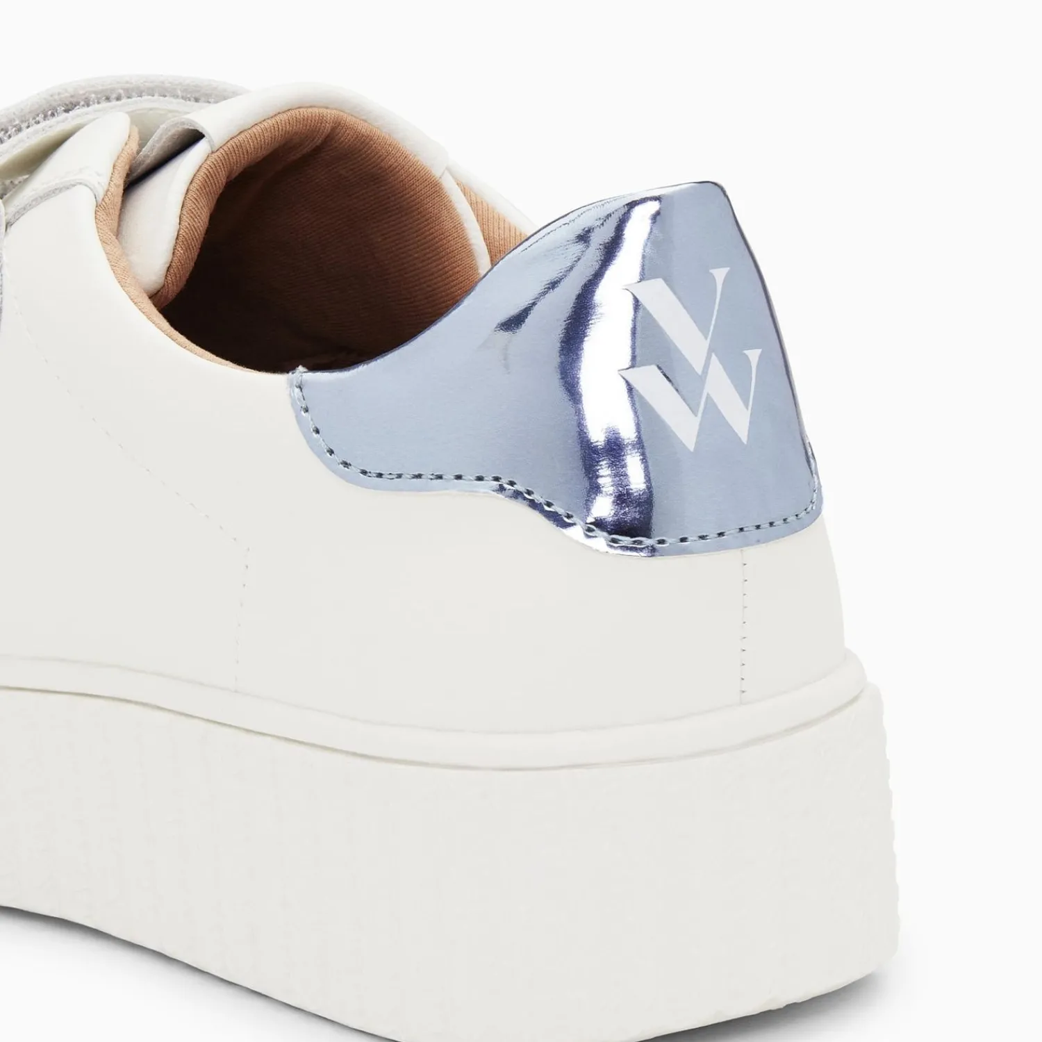 Vanessa Wu Sneakers>Baskets Eclair Willow Blanc Et Bleu Effet Miroir A Scratchs