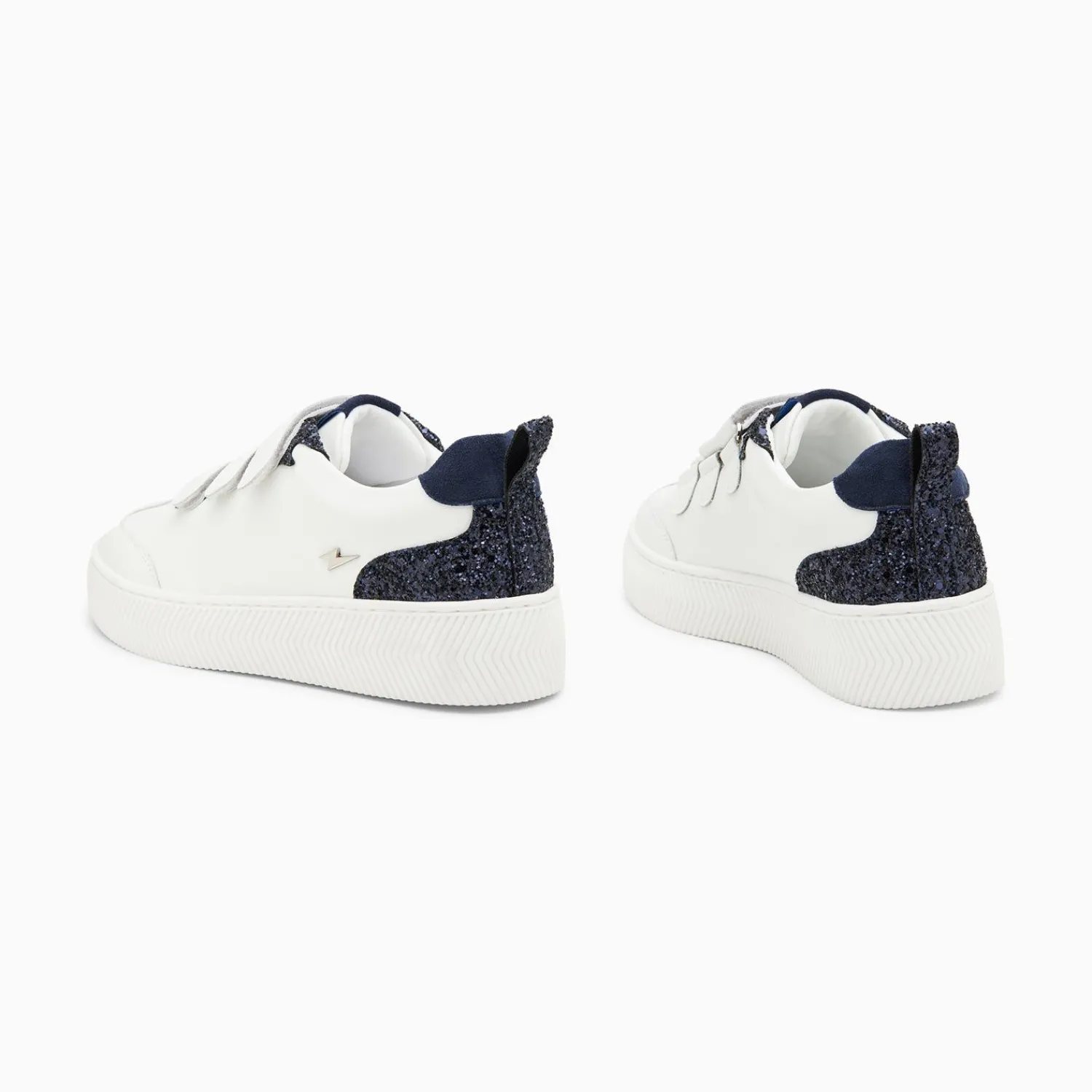 Vanessa Wu Sneakers>Baskets Eline Blanc Et Bleu Paillete A Scratchs