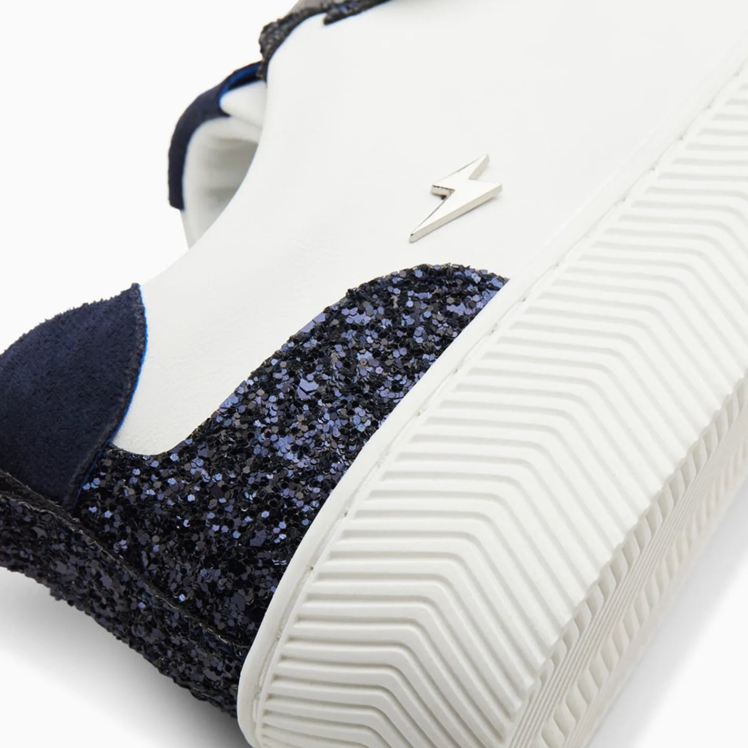 Vanessa Wu Sneakers>Baskets Eline Blanc Et Bleu Paillete A Scratchs