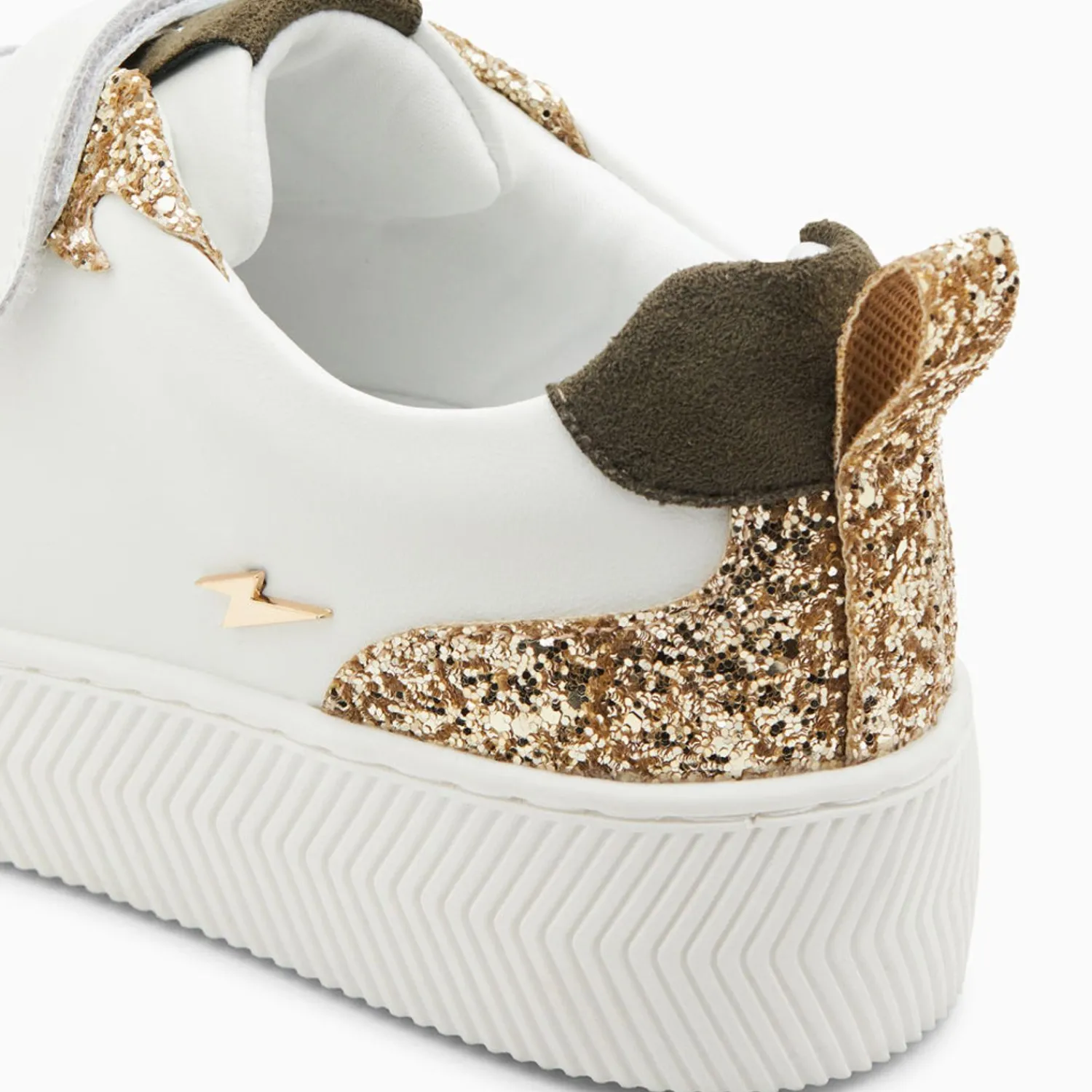 Vanessa Wu Sneakers>Baskets Eline Blanc Et Or Paillete A Scratchs