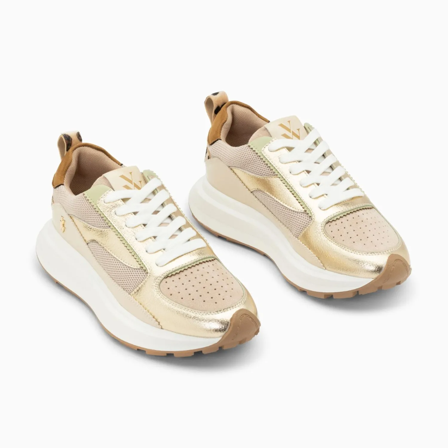 Vanessa Wu Sneakers>Baskets Emma Or Et Beige A Semelle Oversize
