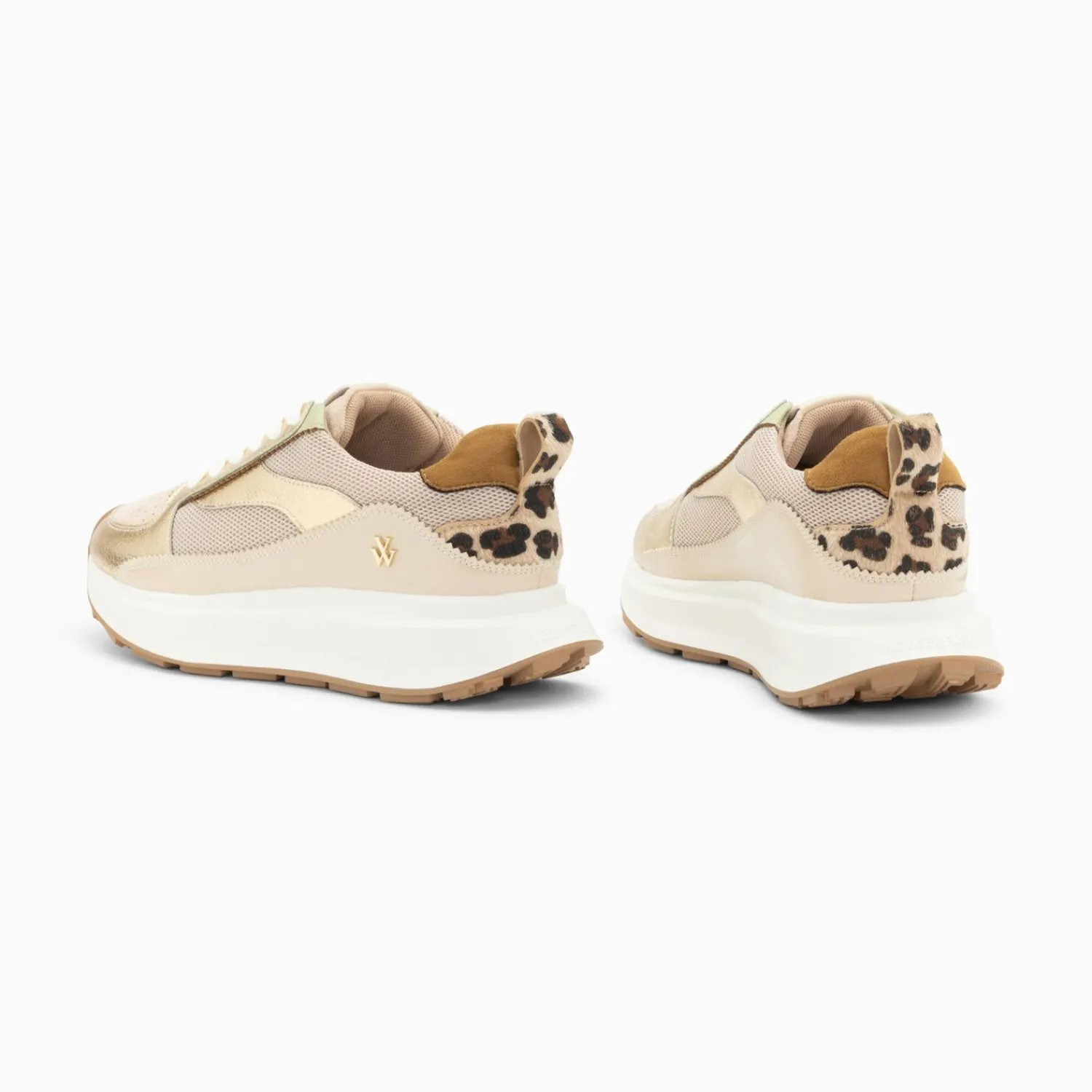 Vanessa Wu Sneakers>Baskets Emma Or Et Beige A Semelle Oversize